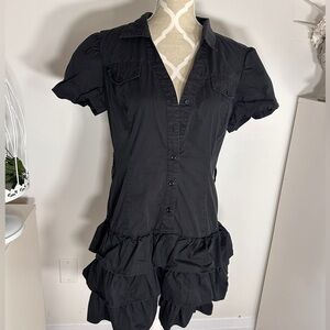 Cutest ruffle vintage Y2K button up black dress